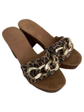 Vince Camuto Women's Platform Heels Sandals Leeta Leather Animal Print Leopard 8